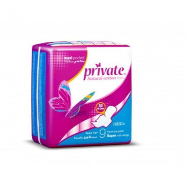 Private Sanitary Pads Large Size Winged Design 9 Count