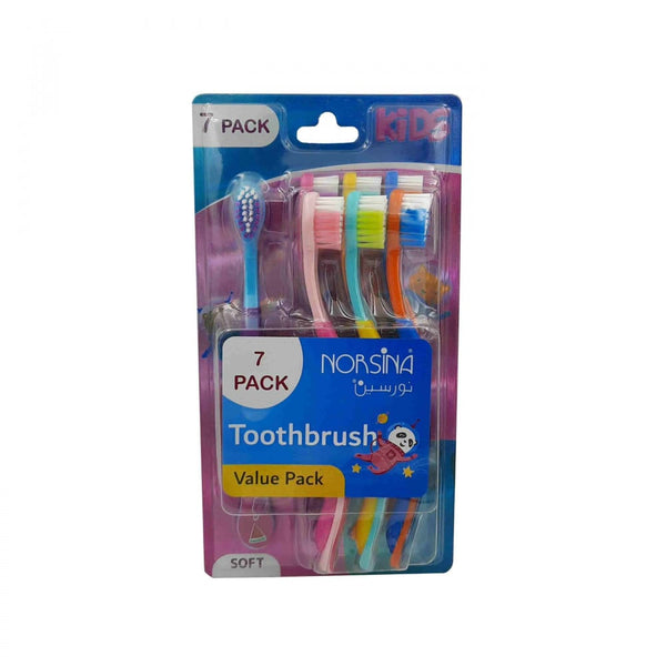 Norsina Children's Toothbrush Set, Soft Bristles, 7-Piece Pack