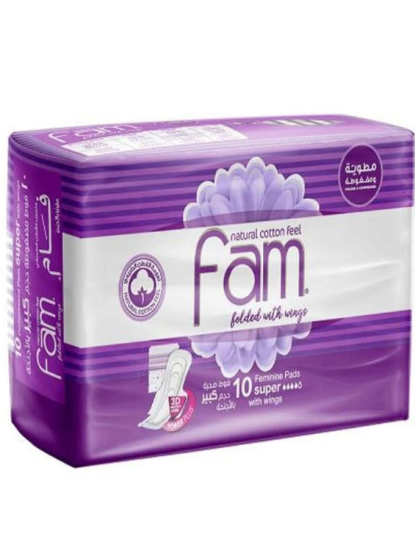 Fam Feminine Pads with Natural Cotton Feel, 10 Count