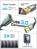 AINOPE USB 3.0 Extension Cables 2-Pack – 6.6ft