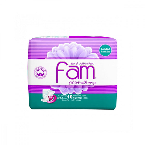 Cotton Sanitary Pads with Wings Super Absorbent Fam 10 Pads