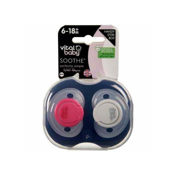 Vital Baby Soft Touch Soother Pacifier, 6-18 Months, 2 Pieces