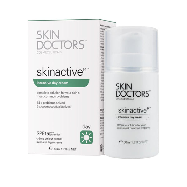 Skin Doctors Skinactive 14 Day Cream Moisturizer Hyaluronic Acid Peptides Vitamin C SPF 15 50 ml