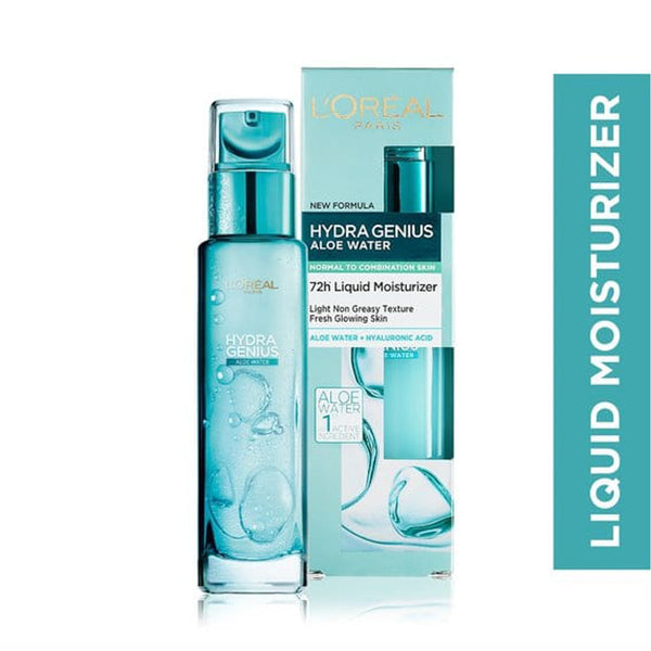L'Oreal Paris Hydra Genius Liquid Moisturiser Aloe Water Hyaluronic Acid Normal to Combination Skin 70ml