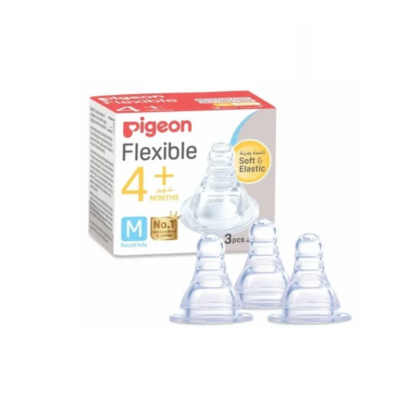 Pigeon Flexible Silicone Teat Medium Flow 4-5 Months 3 Pack