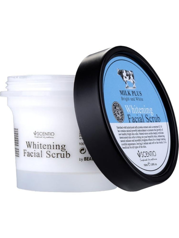 Scentio Bright & White Milk Plus Q10 Facial Scrub, Exfoliating Brightening Formula, 100ml