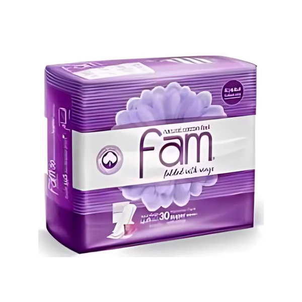 Fam Sanitary Pads Large with Wings, 30 Count Economy Pack