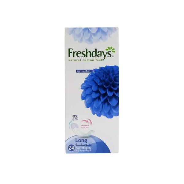 Freshdays Long Daily Pads, Cotton-Soft with Odor Control, 24 Count