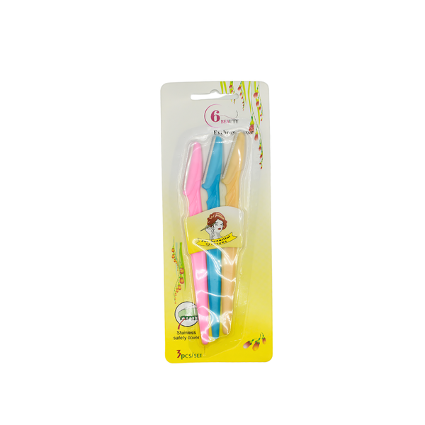 6 Beauty Eyebrow and Face Shaping Razors Stainless Steel 3 Pack