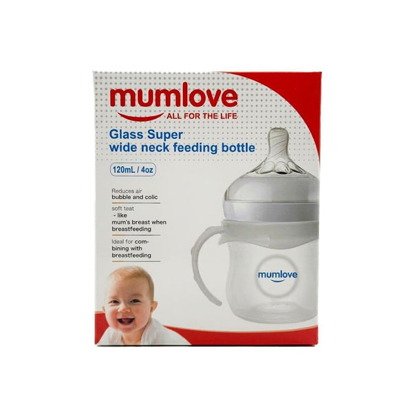 Glass Baby Bottle for Newborn Feeding 120ml Heat-Resistant MumLove