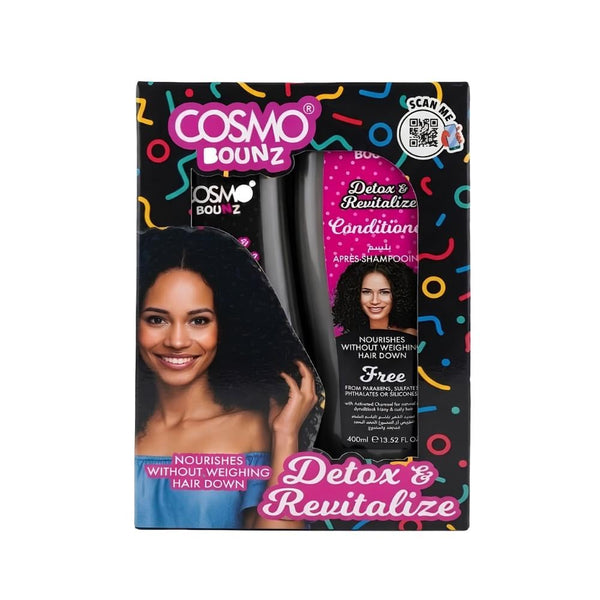 Activated Charcoal Detox Shampoo and Conditioner Set Cosmo Bounce 2x400ml