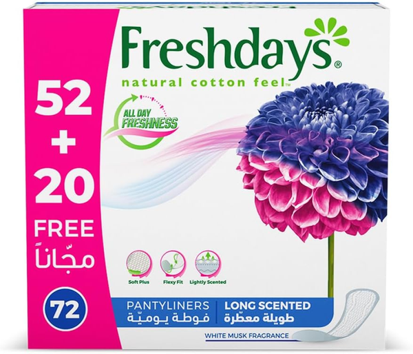 Best Pantyliners Scented Long Design Odour Control FRESHDAYS 72 Pcs