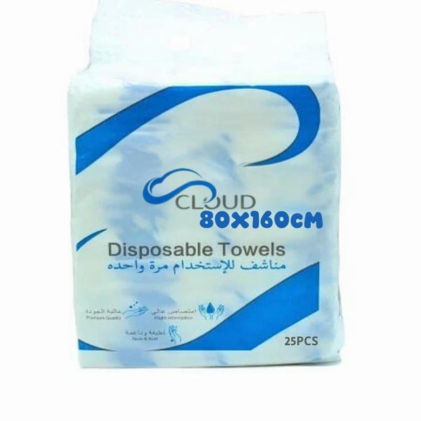 Cloud Disposable Hygiene Towels, 80x160cm, 25 Count, Fragrance-Free