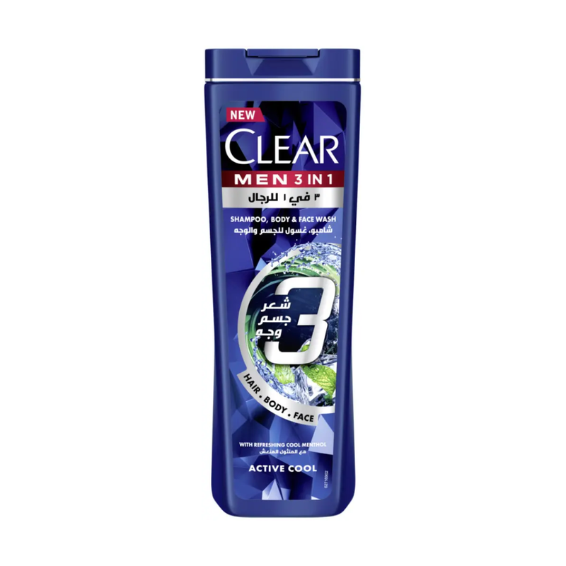 Clear Active Cool 3-in-1 Shampoo Body and Face Wash Menthol 400ml