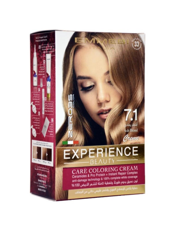 Zero 35 Permanent Hair Dye Kit - Shade 7.1 Ash Blonde with Ceramides
