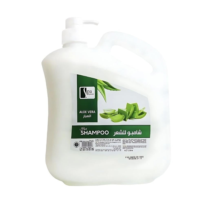 Spa System Aloe Vera Shampoo, Moisturizing Scalp Cleanser, 4.2L