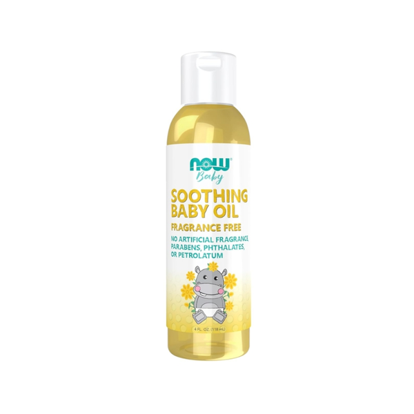 Now Baby Oil, Fragrance-Free, Calendula, Argan, Jojoba, 118ml