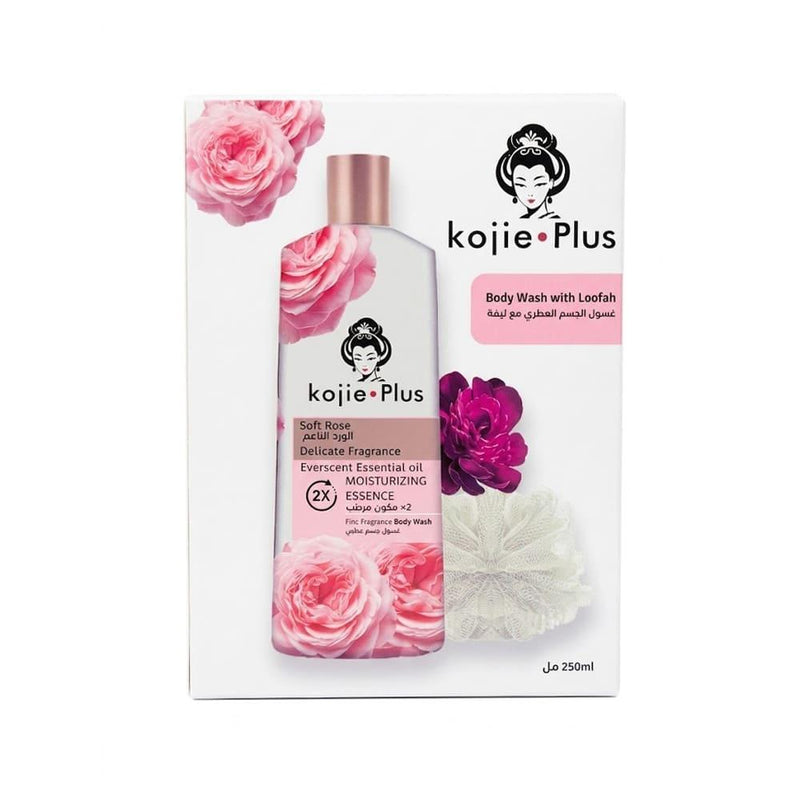 Best Exfoliating Body Wash Brightening Kojic Acid Soft Rose Loofah Koji.Plus 250ml