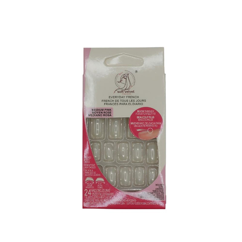 Soft Velvet Oval Artificial Nails Off-White 24 Count