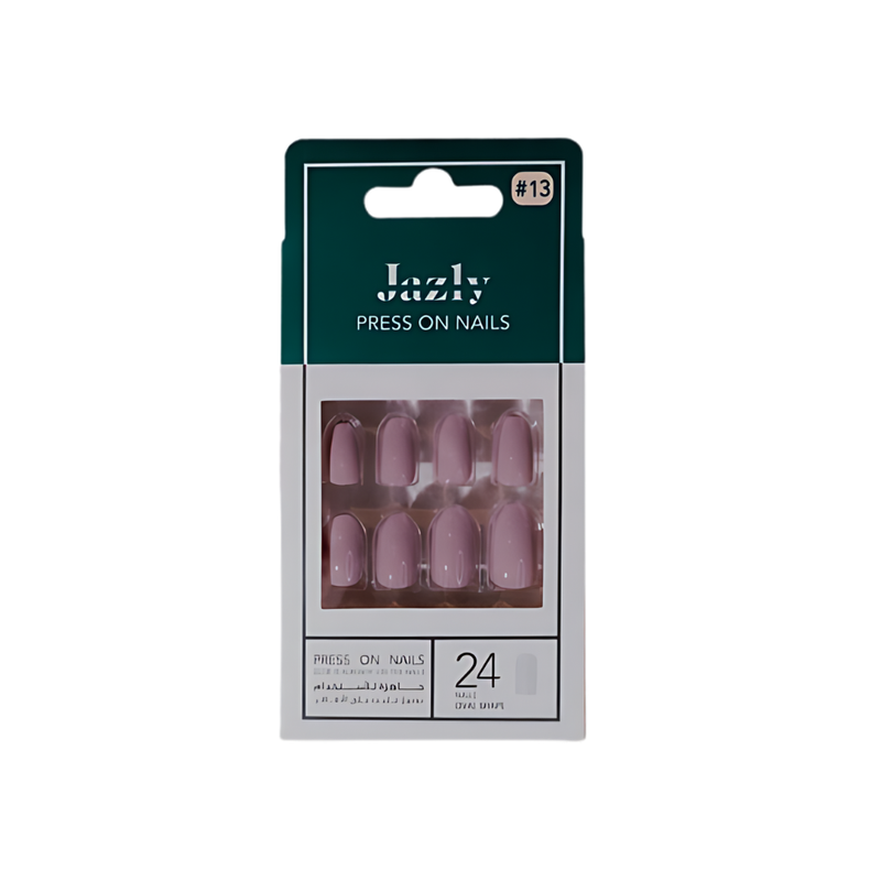 Jazly Artificial Nails Self-Adhesive Sand Pink Oval Shape 24 Count