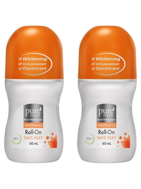 Pure Beauty Deodorant Silky Antiperspirant Skin Brightening Roll-On, 60ml x 2