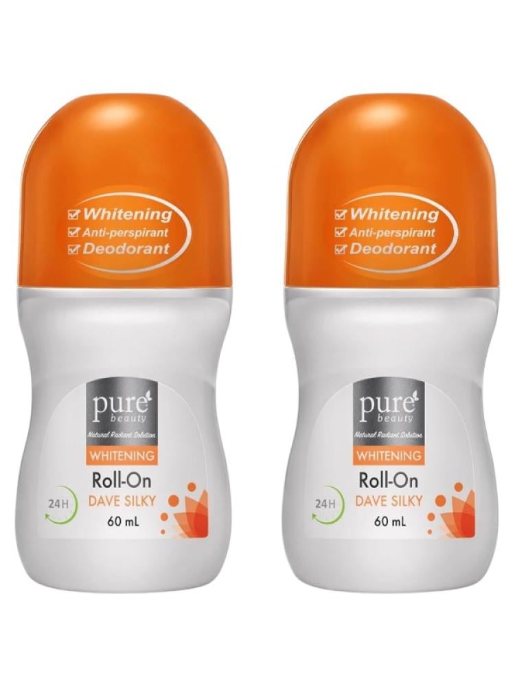 Pure Beauty Deodorant Silky Antiperspirant Skin Brightening Roll-On, 60ml x 2