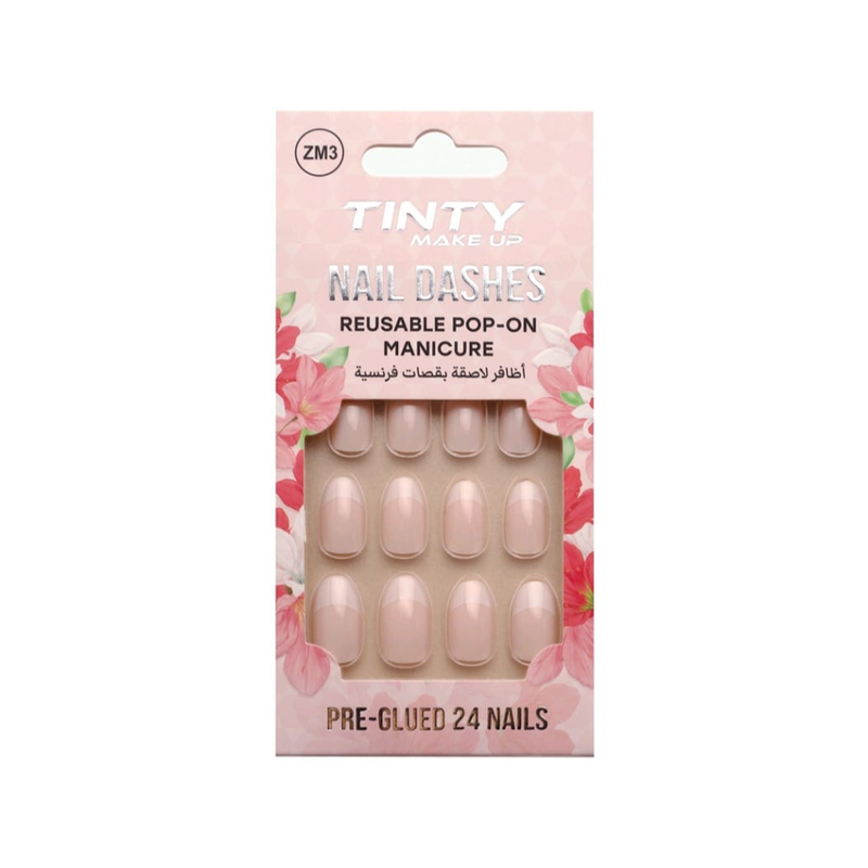 Tinty French Cut Adhesive Nail Set, ZM3, 24 Pieces