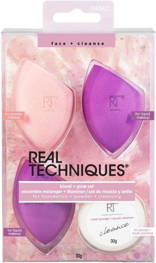 Real Techniques Blend And Glow Facial Sponge Set + Cleanser 04042