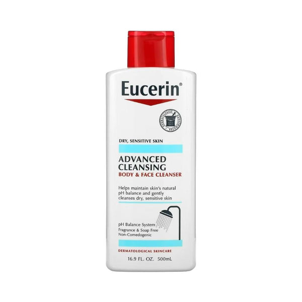Eucerin Fragrance-Free Face and Body Wash for Sensitive Skin, 500ml