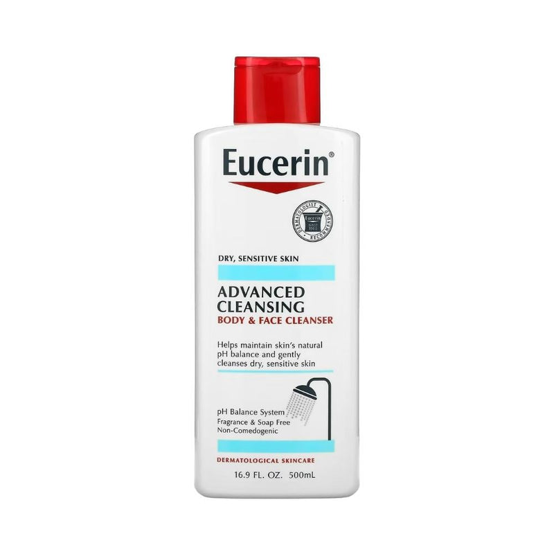 Eucerin Fragrance-Free Face and Body Wash for Sensitive Skin, 500ml