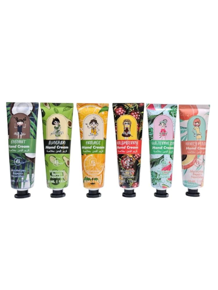 Mixed Fruit Hand Cream Set - Coconut, Avocado, Orange - 6 x 30ml
