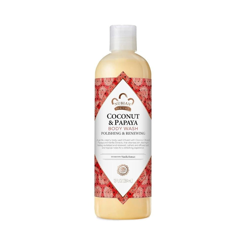 Nubian Heritage Coconut and Papaya Body Wash, Moisturizing Cleanser, 384ml