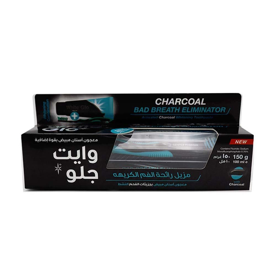 White Glo Activated Charcoal Toothpaste for Whitening & Fresh Breath 150g