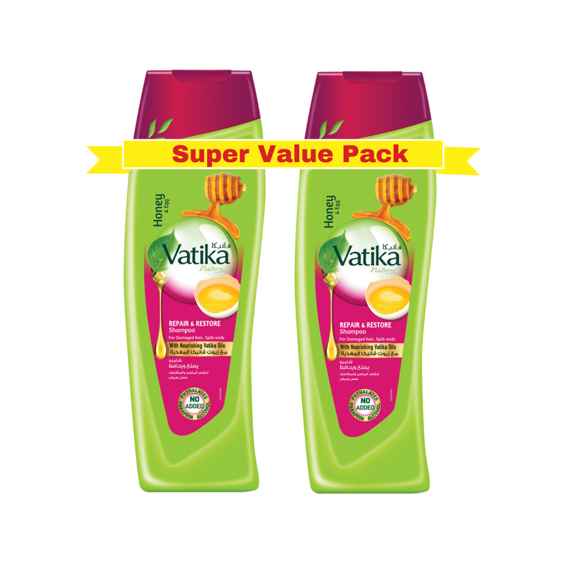 Vatika Honey Repair & Vitality Shampoo with Egg Protein, 400ml x 2