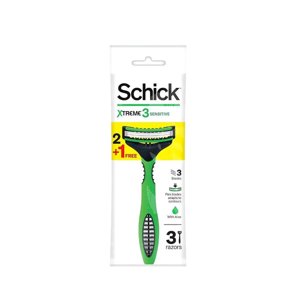 Schick Extreme 3 Blade Razor with Ceramic Coating Aloe Vera Vitamin E 3 Pack