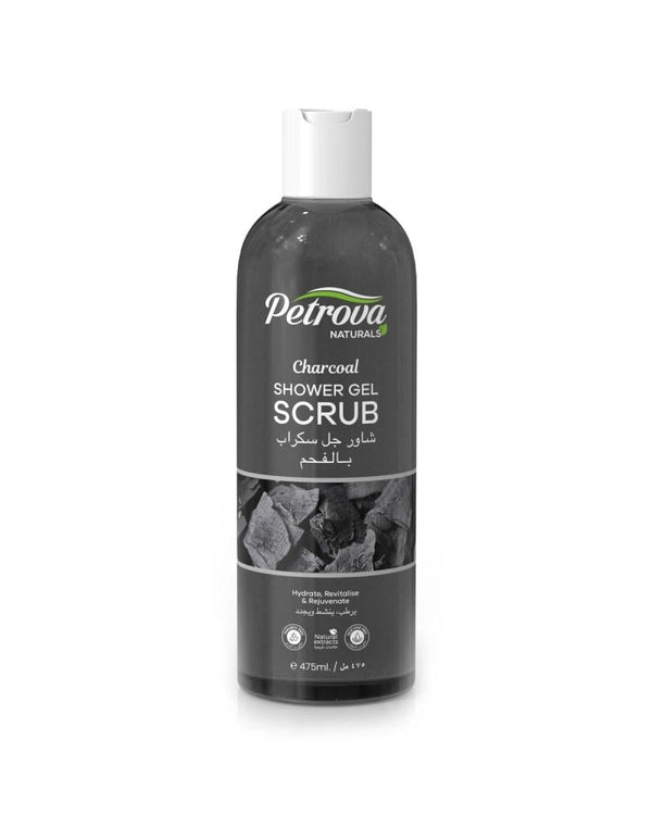 Charcoal Shower Gel Scrub Purifying Exfoliating Body Wash PETROVA 475ml