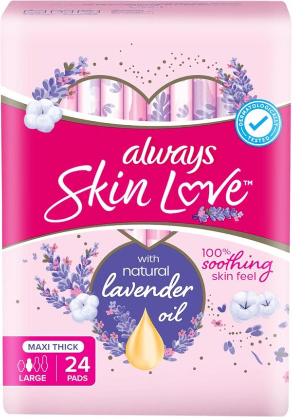 Always Sanitary Pads Maxi Thick With Natural Lavender Oil 24 Pack