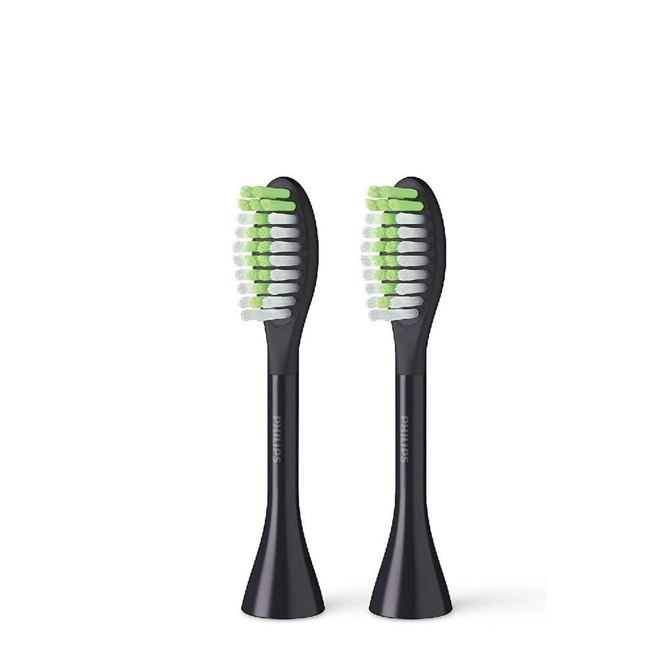 Philips One Toothbrush Heads Black Sonicare Deep Clean Soft Bristles 2-pack
