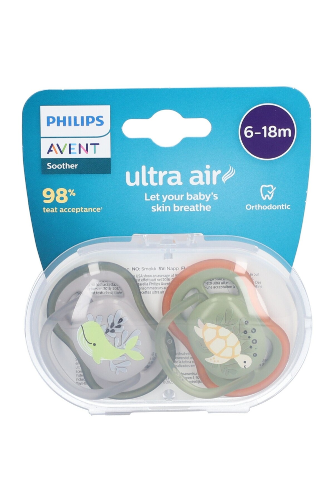 Ultra Air Baby Soother for children aged 6 to 18 months Breathable Avent 2 Pcs