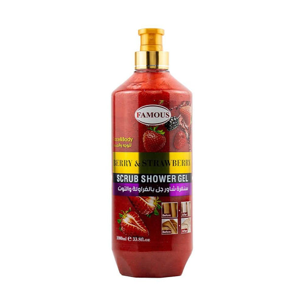 Scrub Shower Gel Strawberry & Raspberry Exfoliating Famous 1000ml