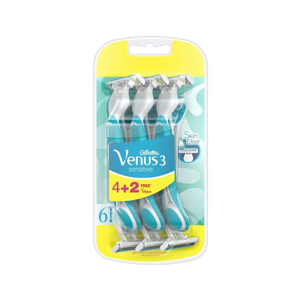 Venus Sensitive Razor Disposable 3-Blade Women's Gillette 4+2 Free