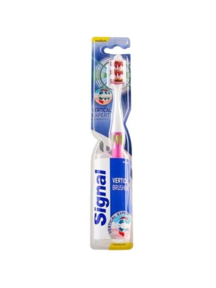 Signal Vertical Expert Toothbrush with Fan-Shaped Bristles for Plaque Removal