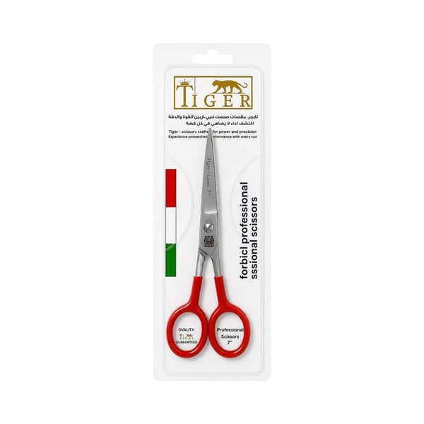 Hair Cutting Scissors Steel Red Handle Professional Precision Tiger 7mm