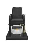 Salon System Pedicure Chair - Black Leather, Ceramic Basin, Side Drawers