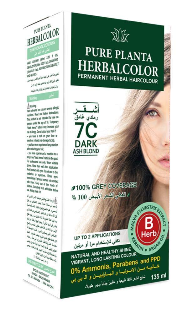 Dark Brown Hair Dye Ash Blonde Tone Long-Lasting Colour Herbalcolor 7C 100ml