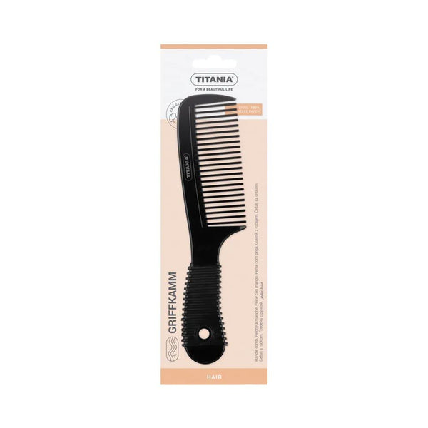 Hair Comb Ergonomic Rubber Grip Detangling Titania Black 1812/2