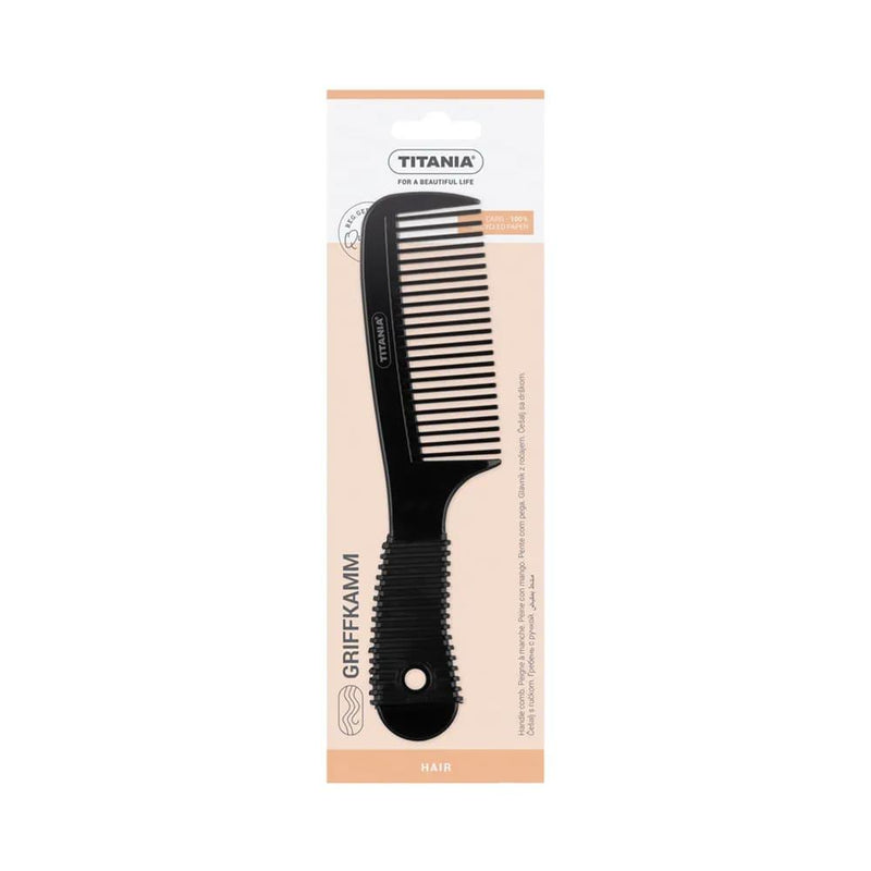 Hair Comb Ergonomic Rubber Grip Detangling Titania Black 1812/2