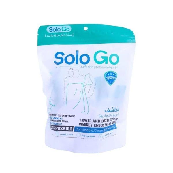 Solo Go Compressed Disposable Bath Towels Plant Fiber 9 Pack