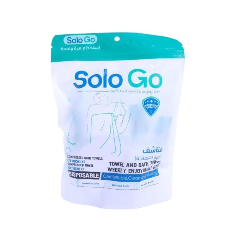 Solo Go Compressed Disposable Bath Towels Plant Fiber 9 Pack
