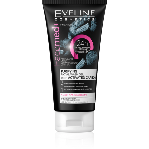 Charcoal Face Wash For Sensitive Skin Purifying Carbon Gel Eveline 150ml